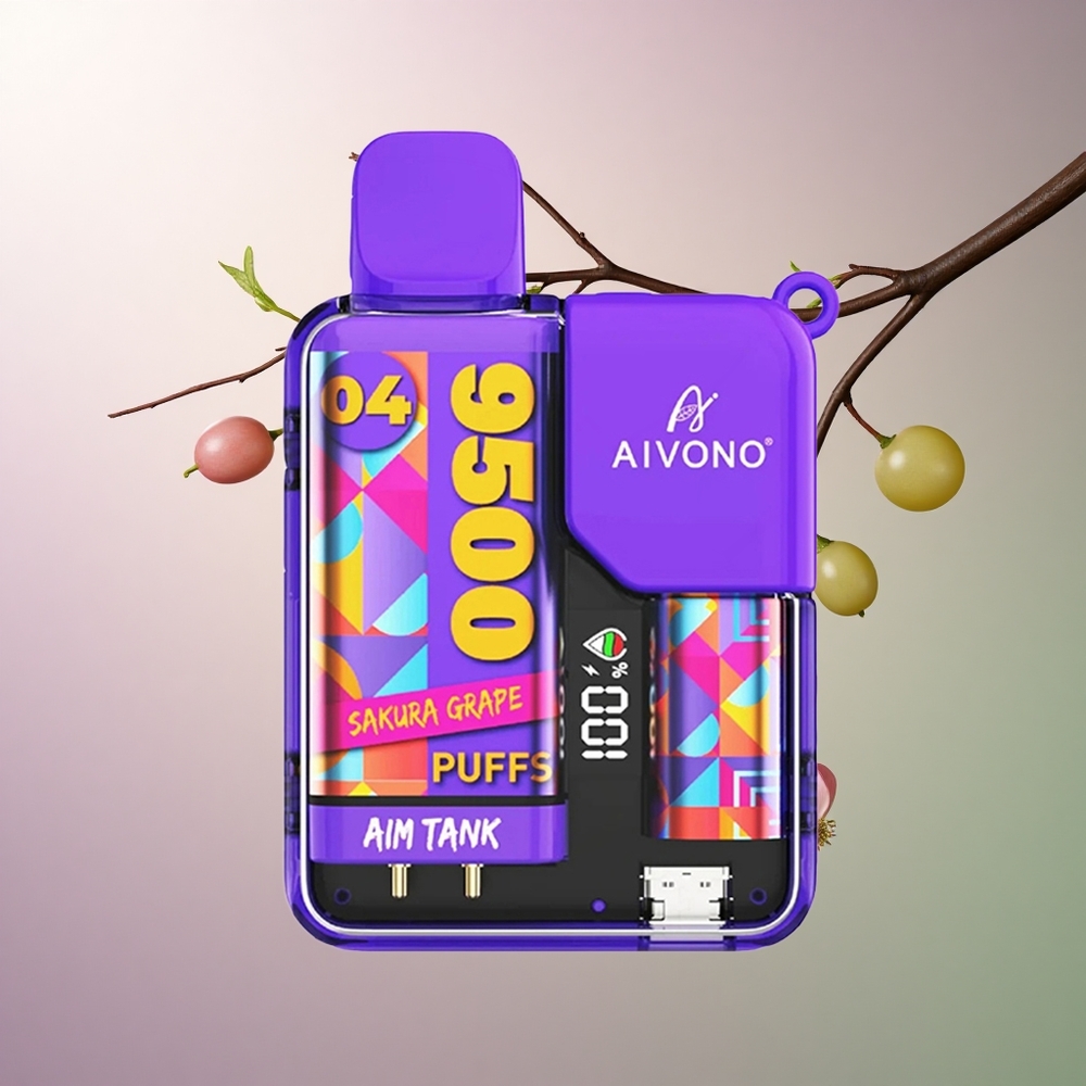 Aivono Aim Tank 9500 ענבי סקורה עם סוללת 650mAh וניקוטין 5%